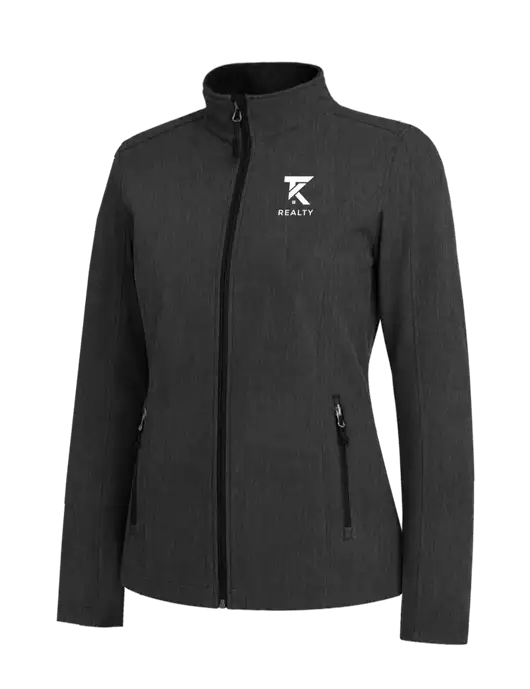 Black Charcoal Heather Womens Core Soft Shell Jacket w/TK Realty Logo