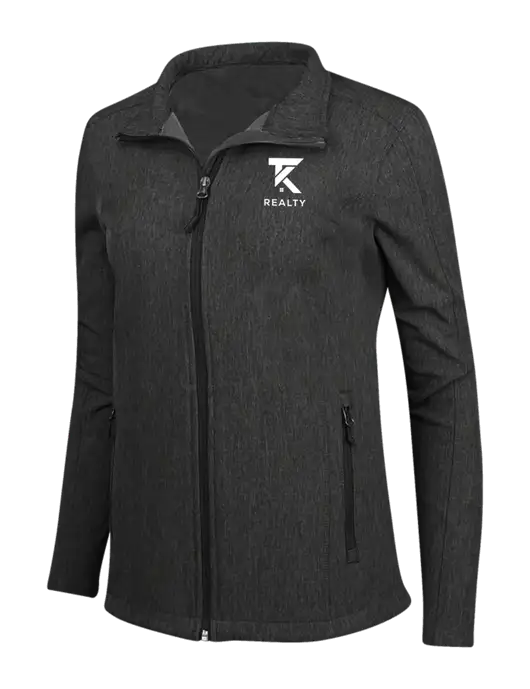 Black Charcoal Heather Womens Core Soft Shell Jacket w/TK Realty Logo