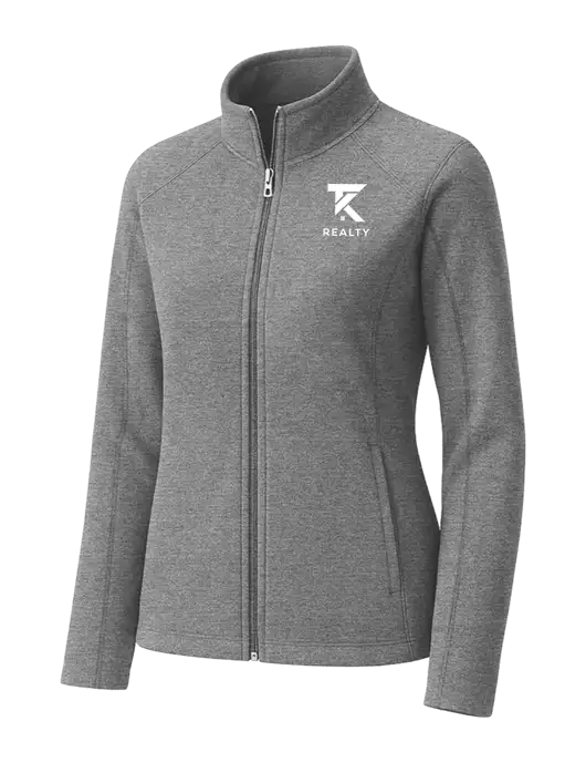 Medium Grey Womens Heather Microfleece Full-Zip Jacket w/TK Realty Logo