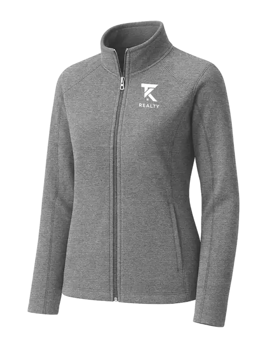 Medium Grey Womens Heather Microfleece Full-Zip Jacket w/TK Realty Logo