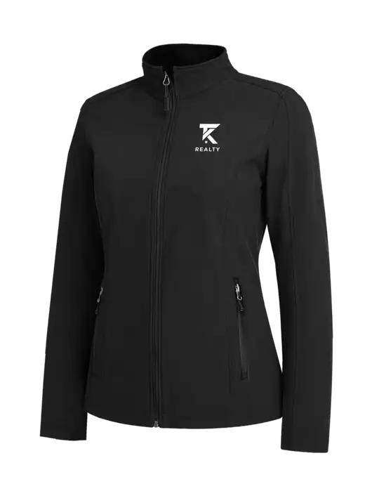 Black Womens Core Soft Shell Jacket w/TK Realty Logo