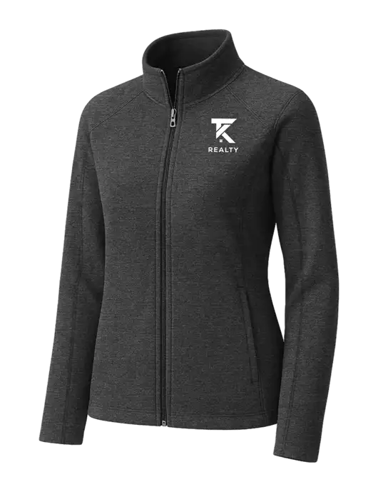 Charcoal Womens Heather Microfleece Full-Zip Jacket w/TK Realty Logo