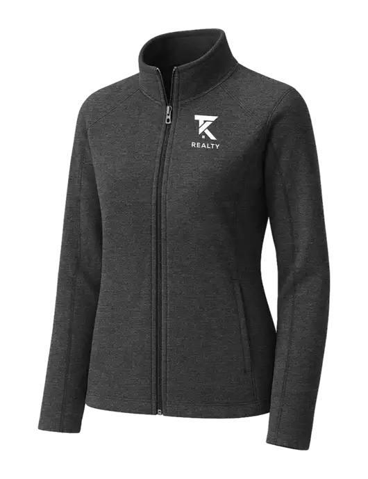 Charcoal Womens Heather Microfleece Full-Zip Jacket w/TK Realty Logo