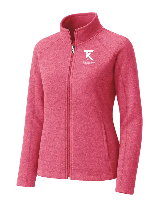 Fuchsia Heather Womens Heather Microfleece Full-Zip Jacket w/TK Realty Logo
