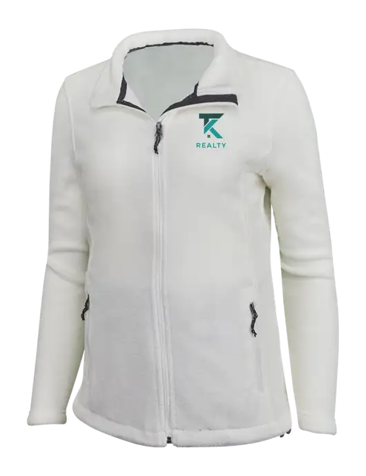 Womens White Fleece Jacket w/TK Realty Logo