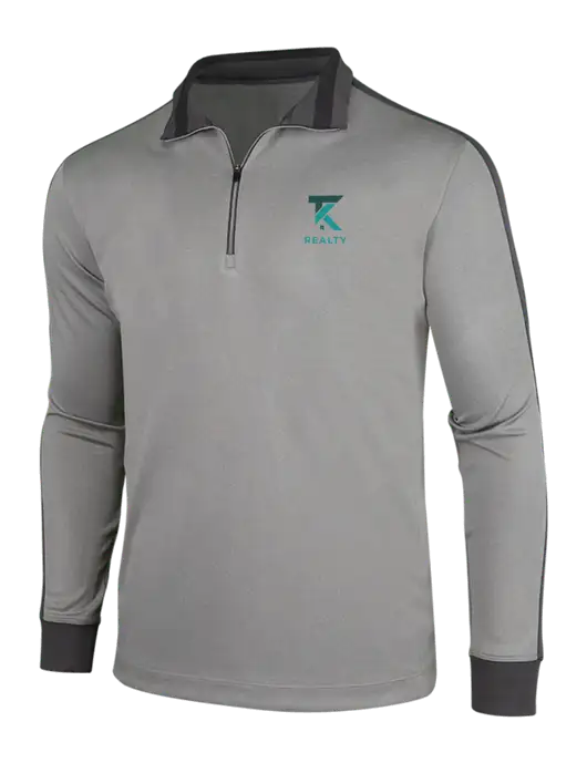 NIKE Athletic Grey/Heather Dark Grey Dry-Fit 1/2 Zip Cover-Up w/TK Realty Logo