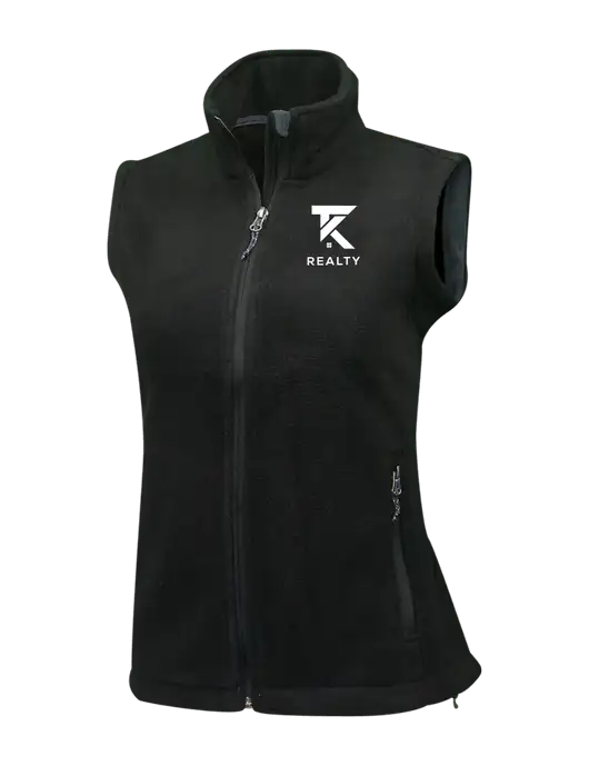 Womens Black Fleece Vest w/TK Realty Logo