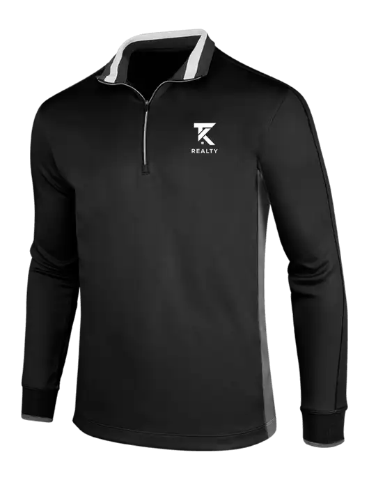NIKE Black/Dark Grey/White Dry-Fit 1/2 Zip Cover-Up w/TK Realty Logo