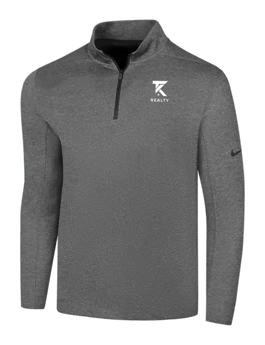 NIKE Dark Grey Heather Dry 1/2 Zip Cover-Up w/TK Realty Logo