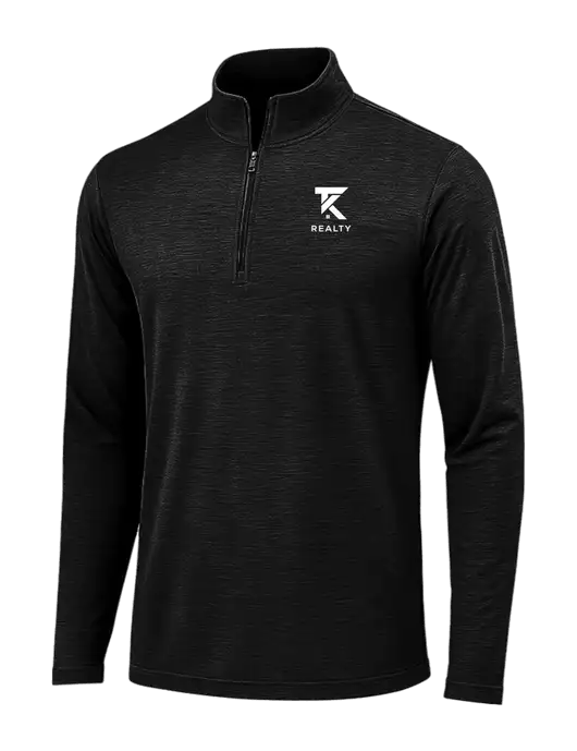 Black Triad Solid Posicharge Tri-Blend Wicking 1/4 Zip Pullover w/TK Realty Logo