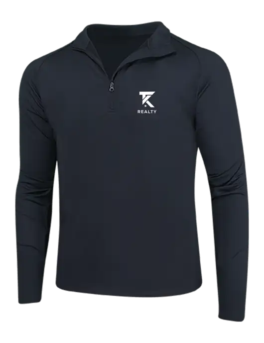 Black Sport Wick Stretch 1/4 Zip Pullover w/TK Realty Logo