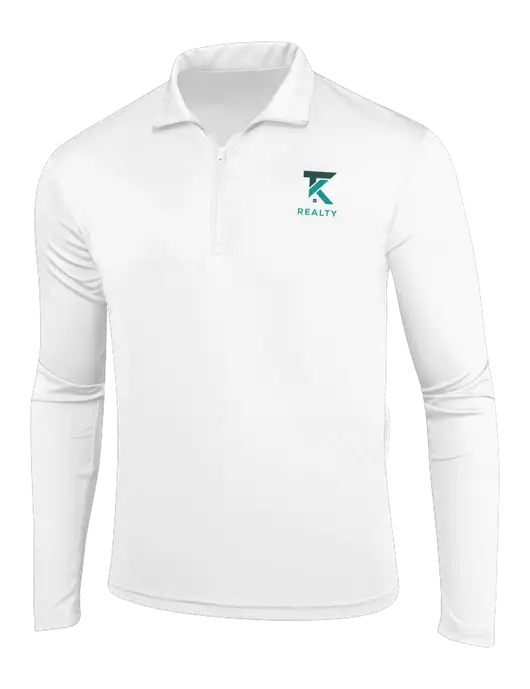 White PosiCharge Competitor 1/4 Zip Pullover w/TK Realty Logo