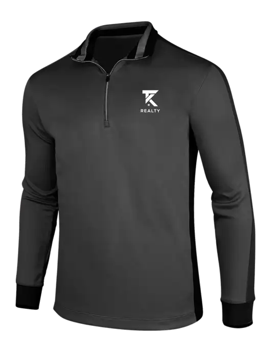 NIKE Anthracite Heather/Black Dry-Fit 1/2 Zip Cover-Up w/TK Realty Logo