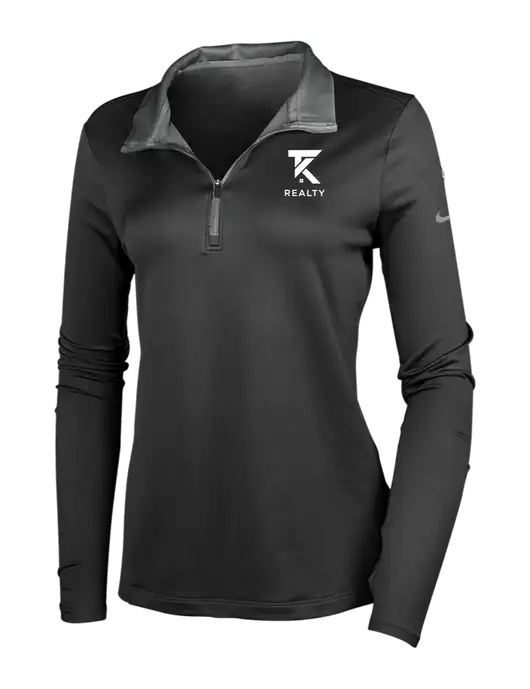NIKE Black/Dark Grey Womens Dry-Fit Stretch 1/2 Zip Cover-Up w/TK Realty Logo