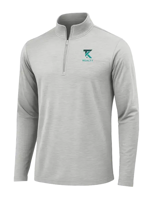 Light Grey Heather Posicharge Tri-Blend Wicking 1/4 Zip Pullover w/TK Realty Logo