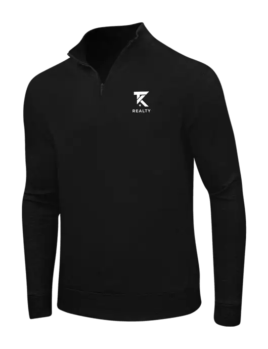 Deep Black/Charcoal Heather Interlock 1/4 Zip w/TK Realty Logo