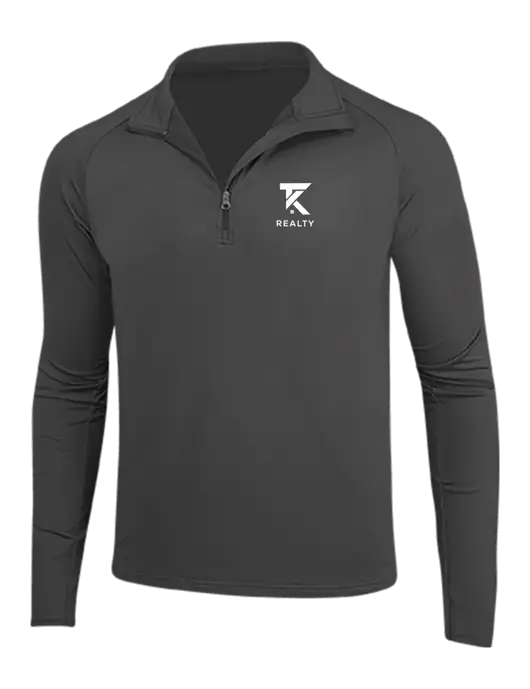 Charcoal Grey Sport Wick Stretch 1/4 Zip Pullover w/TK Realty Logo