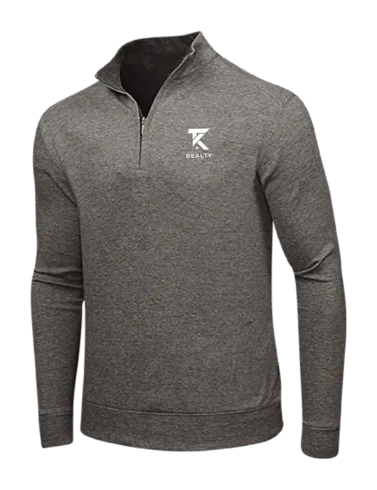 Charcoal Heather/Medium Heather Grey Interlock 1/4 Zip w/TK Realty Logo