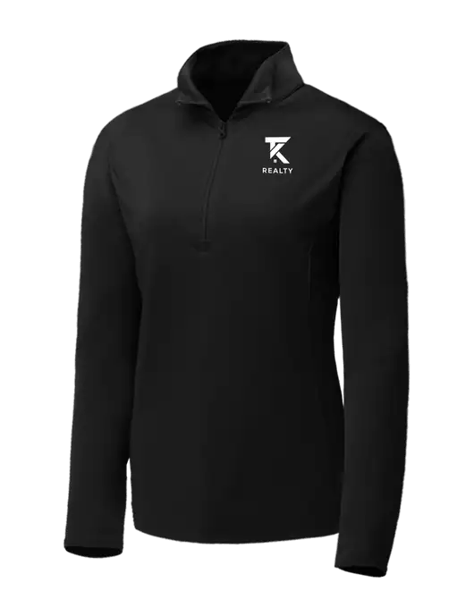 Black Womens Posicharge Competitor ¼ Zip Pullover w/TK Realty Logo