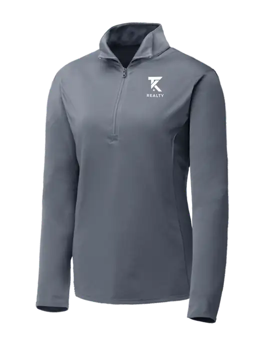 Medium Grey Womens Posicharge Competitor ¼ Zip Pullover w/TK Realty Logo