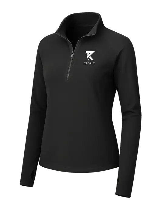 Womens Black Microfleece 1/2 Zip Pullover w/TK Realty Logo