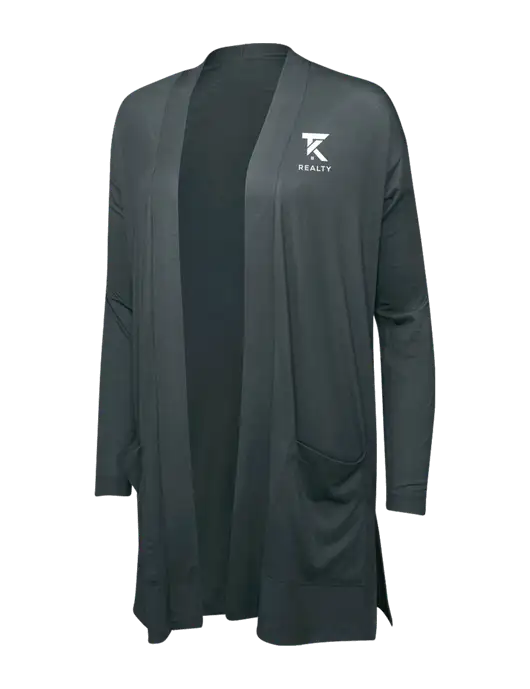 Smoke Grey Womens Concept Long Pocket Cardigan w/TK Realty Logo
