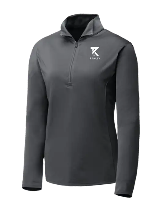 Dark Grey Womens Posicharge Competitor ¼ Zip Pullover w/TK Realty Logo