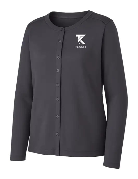 Grey Smoke Womens Concept Stretch Button-Front Cardigan Sweater w/TK Realty Logo