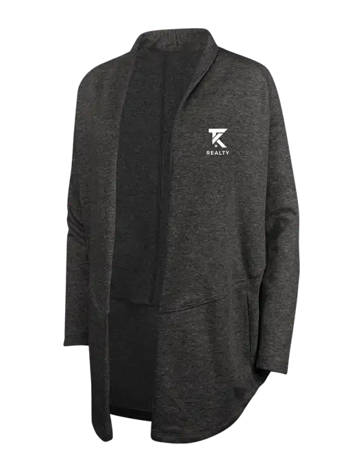 Charcoal Heather/ Medium Heather Grey Womens Interlock Cardigan w/TK Realty Logo