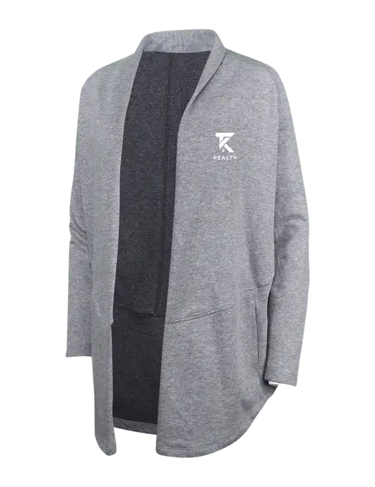 Medium Heather Grey/Char Heather Womens Interlock Cardigan w/TK Realty Logo
