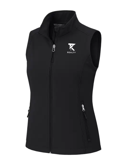 Black Womens Core Soft Shell Vest w/TK Realty Logo