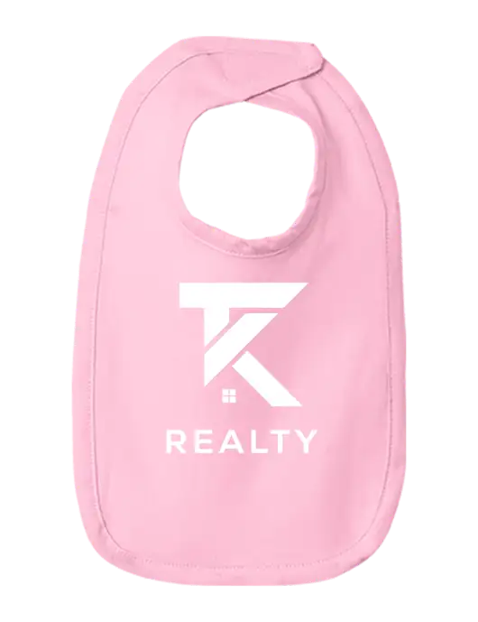 Rabbit Skins Pink Infant Premium Jersey Bib w/TK Realty Logo