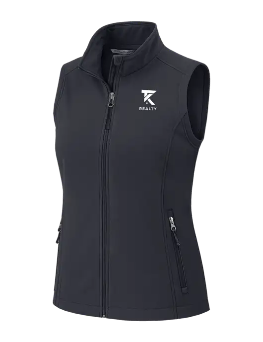 Charcoal Grey Womens Core Soft Shell Vest w/TK Realty Logo
