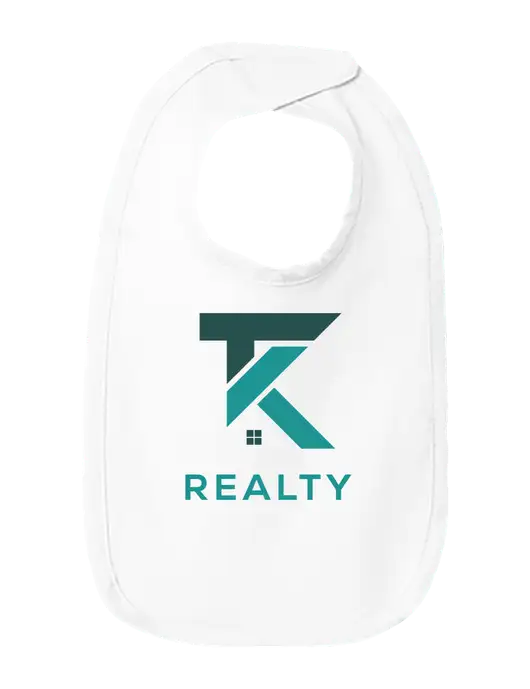 Rabbit Skins White Infant Premium Jersey Bib w/TK Realty Logo