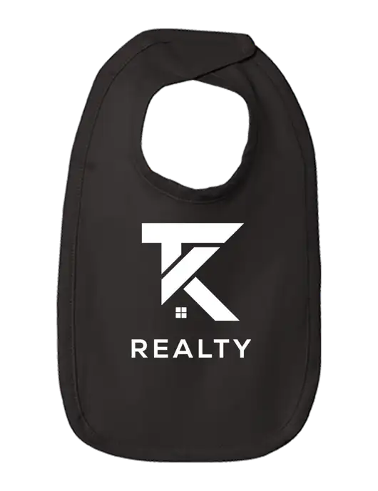 Rabbit Skins Black Infant Premium Jersey Bib w/TK Realty Logo