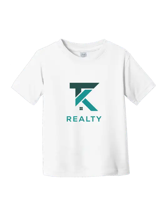 Rabbit Skins White Toddler Fine Jersey Tee w/TK Realty Logo