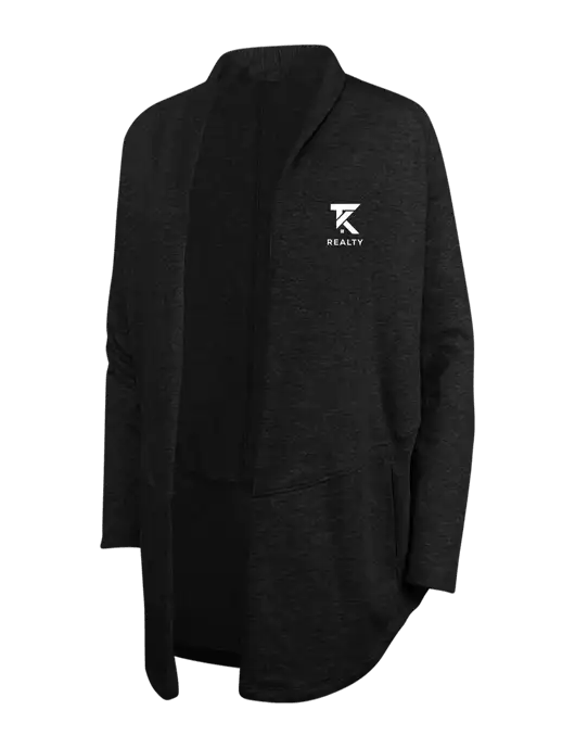 Deep Black/Charcoal Heather Womens Interlock Cardigan w/TK Realty Logo