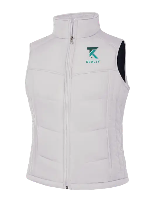 Womens White/Dark Slate Puffy Vest w/TK Realty Logo