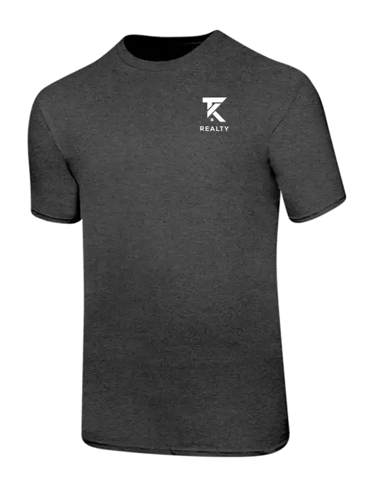 Ring Spun Dark Heather Grey 4.5 oz T-Shirt w/TK Realty Logo