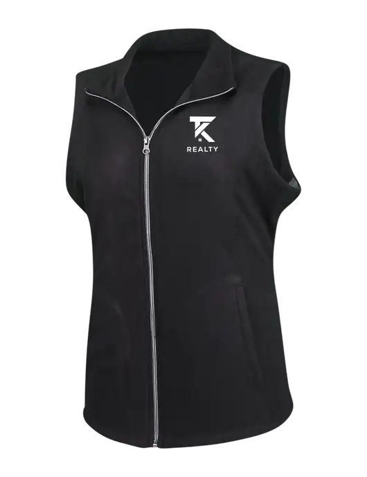 Black Womens Microfleece Vest w/TK Realty Logo