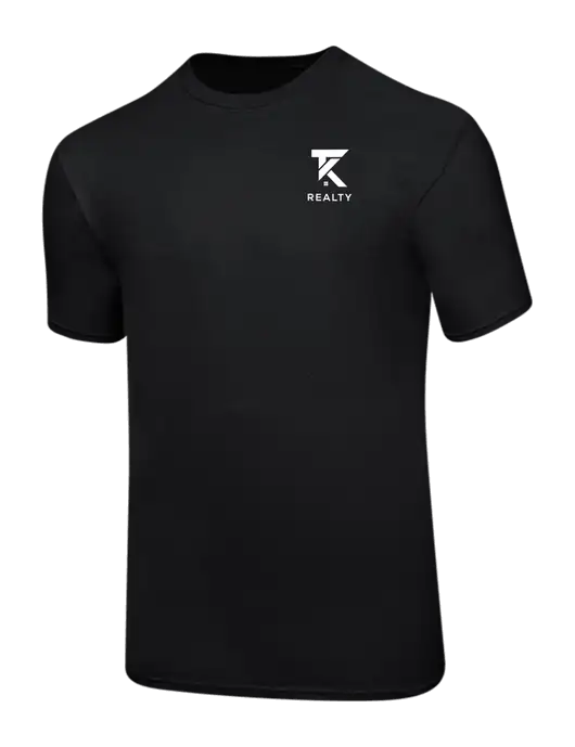 Ring Spun Jet Black 4.5 oz T-Shirt w/TK Realty Logo