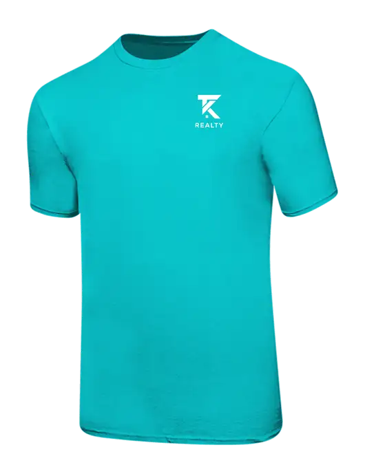 Ring Spun Light Teal 4.5 oz T-Shirt w/TK Realty Logo