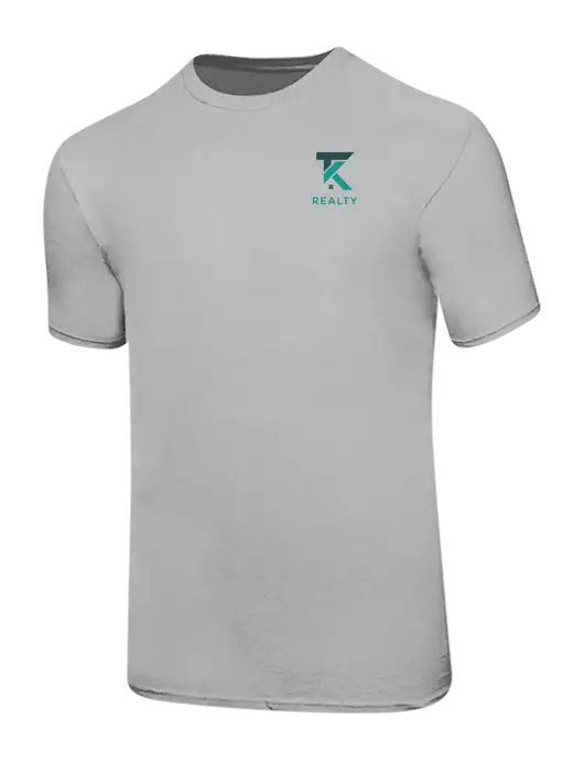 Ring Spun Silver 4.5 oz T-Shirt w/TK Realty Logo