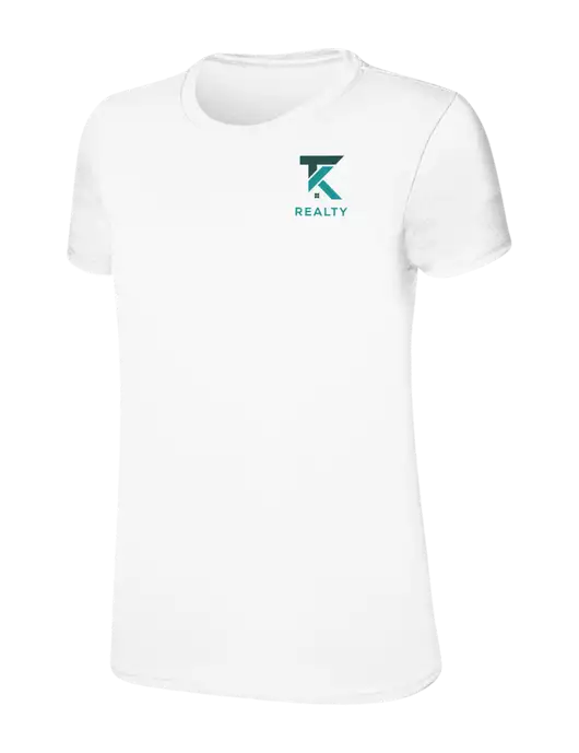 Womens Ring Spun White 4.5 oz T-Shirt w/TK Realty Logo