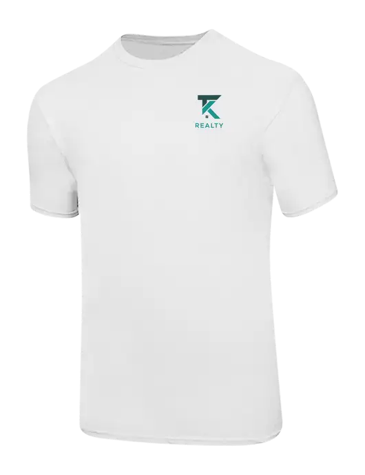 Ring Spun White 4.5 oz T-Shirt w/TK Realty Logo