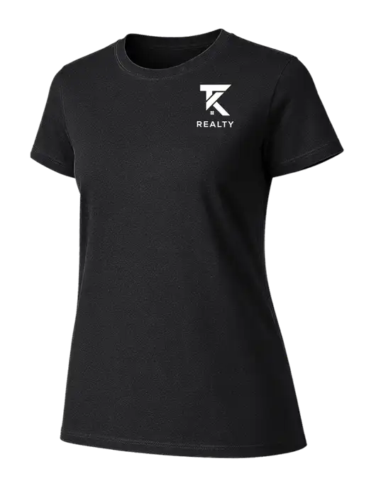 Womens Ring Spun Jet Black 4.5 oz T-Shirt w/TK Realty Logo