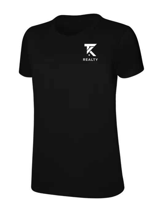 Womens Ring Spun Jet Black 4.5 oz T-Shirt w/TK Realty Logo