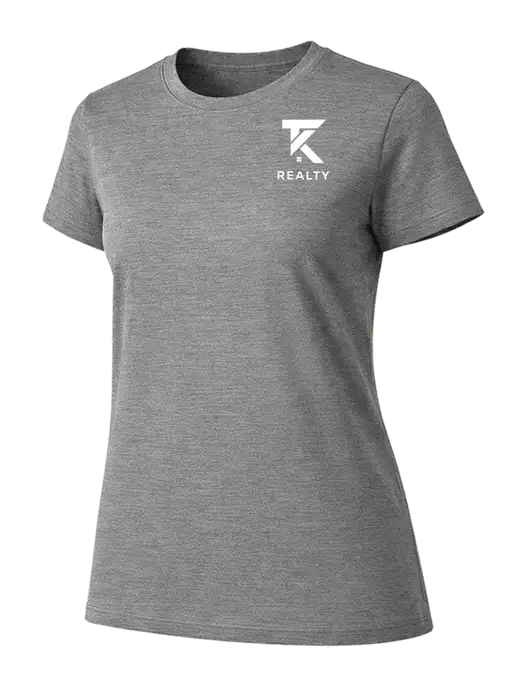 Womens Ring Spun Light Grey Heather 4.5 oz T-Shirt w/TK Realty Logo