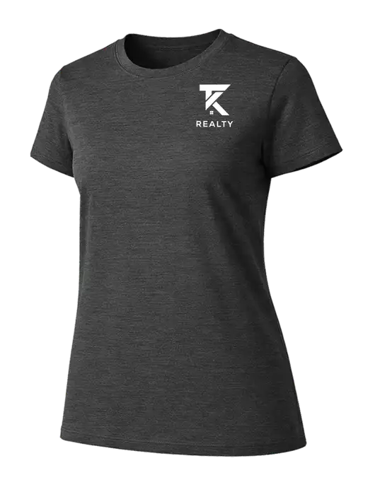 Womens Ring Spun Dark Heather Grey 4.5 oz T-Shirt w/TK Realty Logo