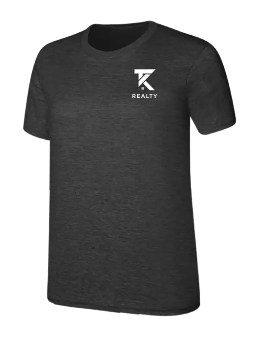 Womens Ring Spun Dark Heather Grey 4.5 oz T-Shirt w/TK Realty Logo